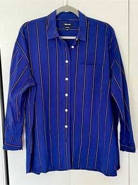 Madewell Signature Poplin Oversized Shirt in Stripe Size M